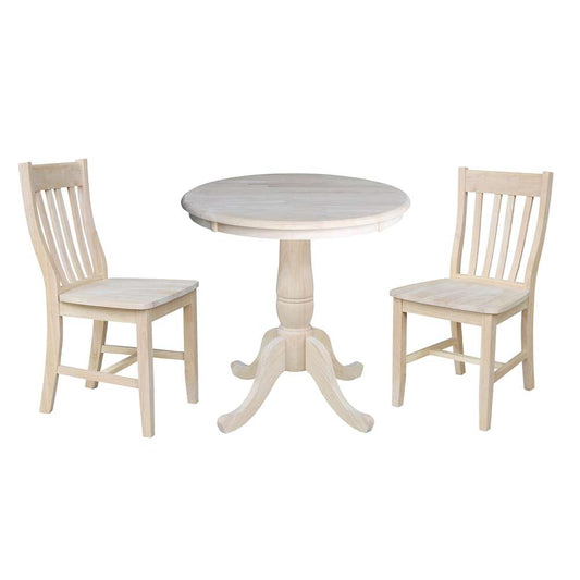 International Concepts (Set of 3 Pcs) -30in Round Top Ped Table with 2 C08-61 Chairs - K-30RT-C61P veiw 1