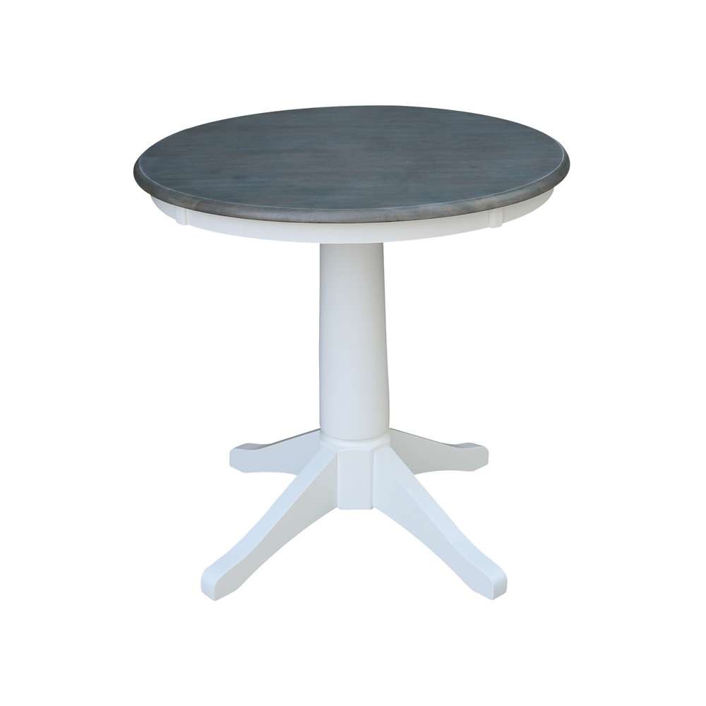 International Concepts (Set of 3 Pcs) -30in Round Top Ped Table with 2 RTA Chairs in White/Heather Gray Finish - K05-30RT-27B-C2-2 veiw 4