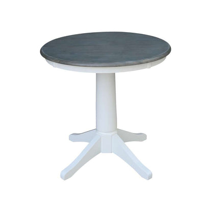 International Concepts (Set of 3 Pcs) -30in Round Top Ped Table with 2 RTA Chairs in White/Heather Gray Finish - K05-30RT-27B-C2-2 veiw 4