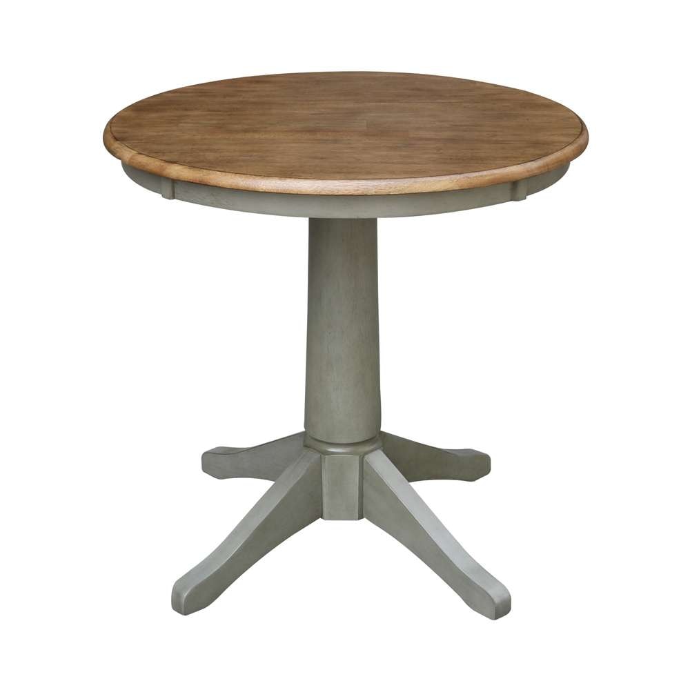 International Concepts (Set of 3 Pcs) -30in Round Top Ped Table with 2 Emily Chairs in Hickory/Stone Finish - K41-30RT-27B-C617P veiw 4