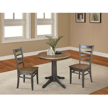 International Concepts (Set of 3 Pcs) -30in Round Top Ped Table with 2 Emily Chairs in Hickory/Washed Coal Finish - K45-30RT-27B-C617P veiw 3