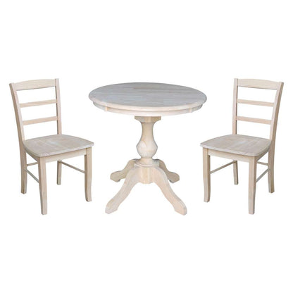 International Concepts (Set of 3 Pcs) -30in Round Top Ped Table with 2 Madrid Chairs - K-30RT-11B-C2-2 veiw 1