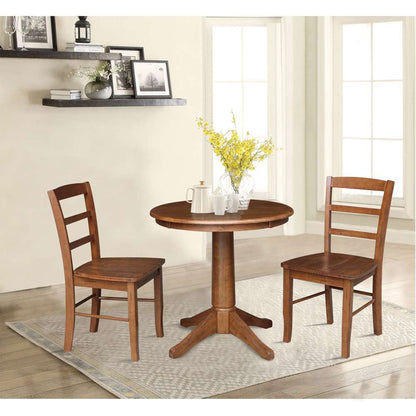International Concepts (Set of 3 Pcs) -30in Round Top Ped Table with 2 RTA Chairs in Distressed Oak Finish - K42-30RT-27B-C2-2 veiw 3