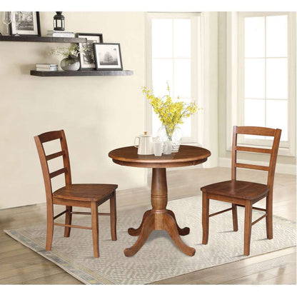 International Concepts (Set of 3 Pcs) -30in Round Top Ped Table with 2 RTA Chairs in Distressed Oak Finish - K42-30RT-C2-2 veiw 3