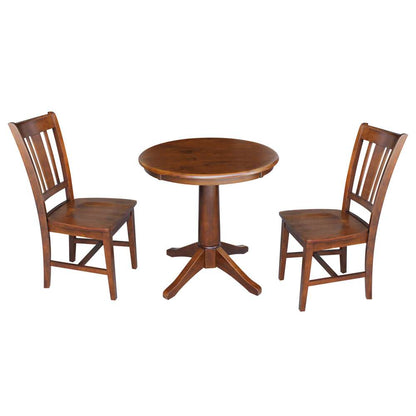International Concepts (Set of 3 Pcs) -30in Round Top Ped Table with 2 RTA Chairs in Espresso Finish - K581-30RT-27B-C10-2 veiw 1