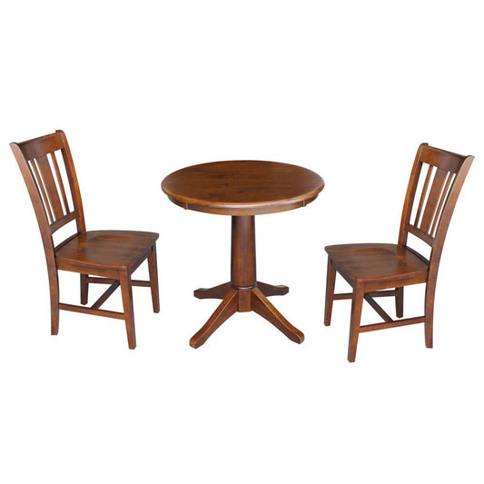 International Concepts (Set of 3 Pcs) -30in Round Top Ped Table with 2 RTA Chairs in Espresso Finish - K581-30RT-27B-C10-2 veiw 1