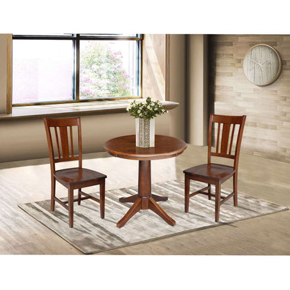 International Concepts (Set of 3 Pcs) -30in Round Top Ped Table with 2 RTA Chairs in Espresso Finish - K581-30RT-27B-C10-2 veiw 2