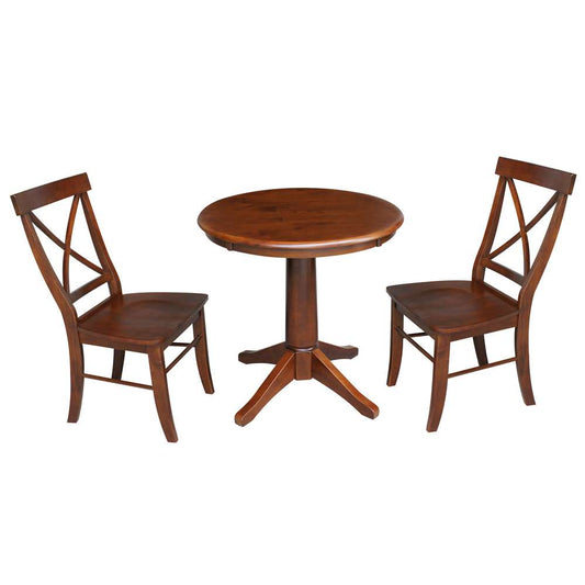 International Concepts (Set of 3 Pcs) -30in Round Top Ped Table with 2 RTA Chairs in Espresso Finish - K581-30RT-27B-C613-2 veiw 1