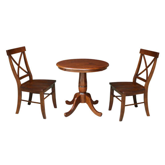 International Concepts (Set of 3 Pcs) -30in Round Top Ped Table with 2 RTA Chairs in Espresso Finish - K581-30RT-C613-2 veiw 1