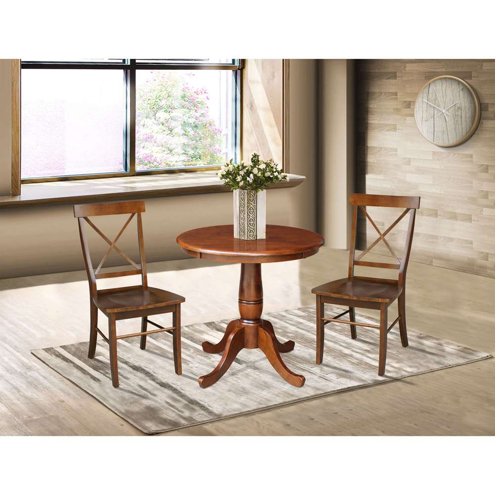 International Concepts (Set of 3 Pcs) -30in Round Top Ped Table with 2 RTA Chairs in Espresso Finish - K581-30RT-C613-2 veiw 2