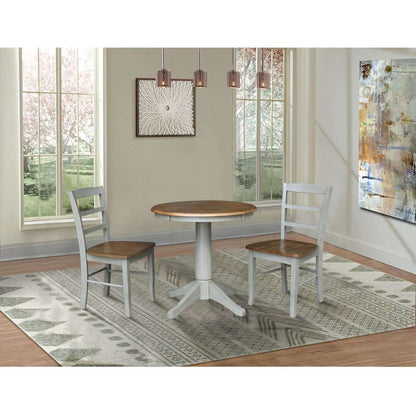 International Concepts (Set of 3 Pcs) -30in Round Top Ped Table with 2 RTA Chairs in Hickory/Stone Finish - K41-30RT-27B-C2-2 veiw 3