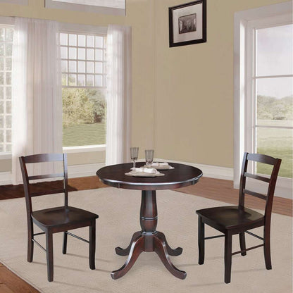 International Concepts (Set of 3 Pcs) -30in Round Top Ped Table with 2 RTA Chairs in Rich Mocha Finish - K15-30RT-C2-2 veiw 3