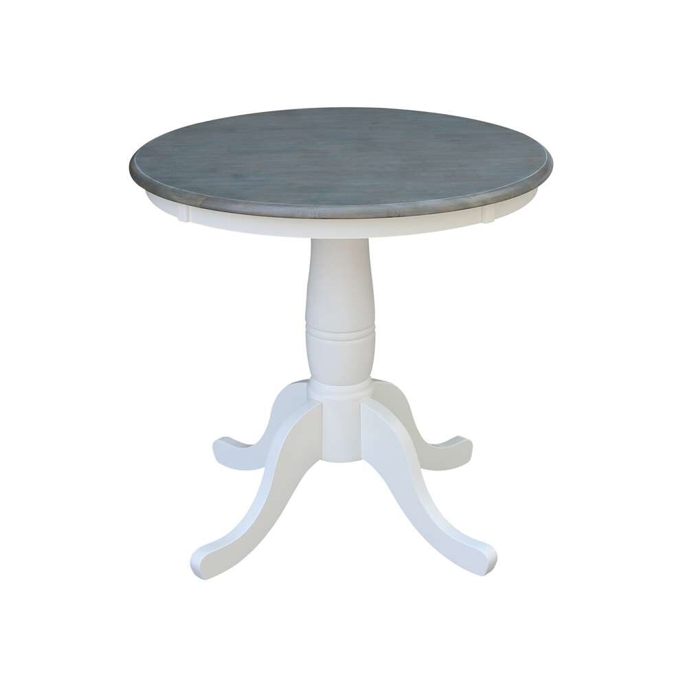 International Concepts (Set of 3 Pcs) -30in Round Top Ped Table with 2 RTA Chairs in White/Heather Gray Finish - K05-30RT-C2-2 veiw 4
