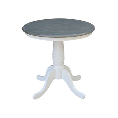 International Concepts (Set of 3 Pcs) -30in Round Top Ped Table with 2 RTA Chairs in White/Heather Gray Finish - K05-30RT-C2-2 veiw 4