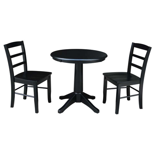 International Concepts (Set of 3 Pcs) -30in Round Top Ped Table with 2 San Remo Chairs in Black Finish - K46-30RT-27B-C2-2 veiw 1