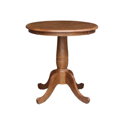 International Concepts (Set of 3 Pcs) -30in Round Top Ped Table with 2 San Remo Chairs in Distressed Oak Finish - K42-30RT-C10-2 veiw 4