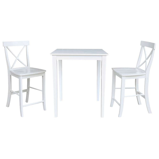 International Concepts (Set of 3 Pcs) - 30X30 Counter Height Dining Table with 2 X-Back Counter Height Stools in White Finish - K08-3030-S6132-2 veiw 1