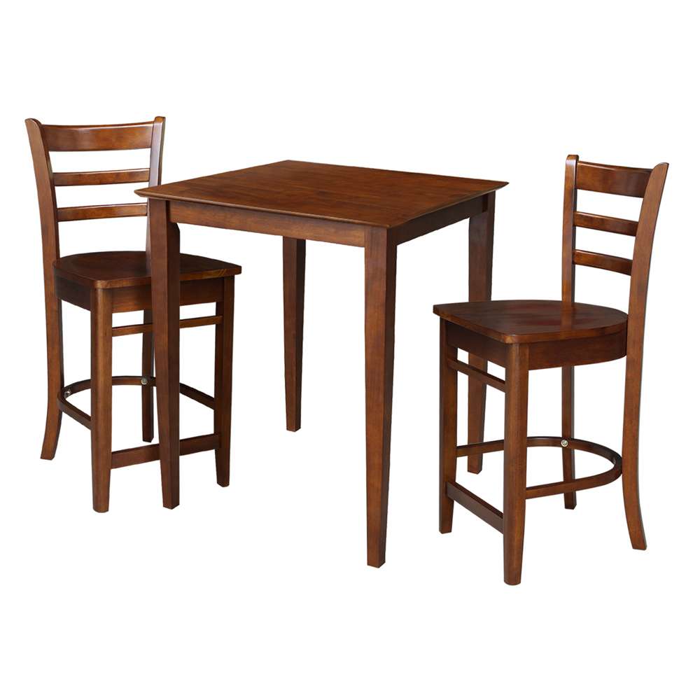 International Concepts (Set of 3 Pcs) - 30X30 Counter Height Table with 2 Counter Height Stools in Espresso Finish - K581-3030-S6172-2 veiw 1