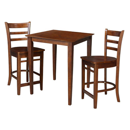 International Concepts (Set of 3 Pcs) - 30X30 Counter Height Table with 2 Counter Height Stools in Espresso Finish - K581-3030-S6172-2 veiw 1