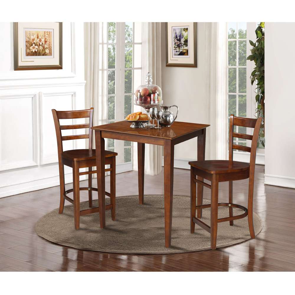 International Concepts (Set of 3 Pcs) - 30X30 Counter Height Table with 2 Counter Height Stools in Espresso Finish - K581-3030-S6172-2 veiw 2
