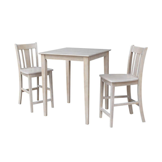 International Concepts (Set of 3 Pcs) - 30X30 Counter Height Table with 2 San Remo Stools in Washed Gray Taupe Finish - K09-3030-S102-2 veiw 1