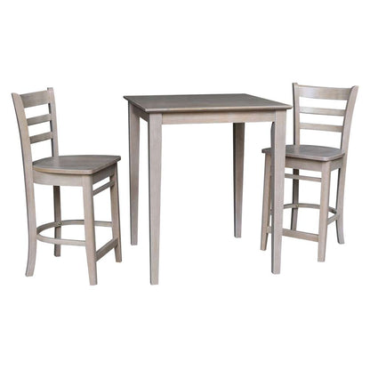 International Concepts (Set of 3 Pcs) - 30X30 Counter Height Table with 2 Stools in Washed Gray Taupe Finish - K09-3030-S6172-2 veiw 1