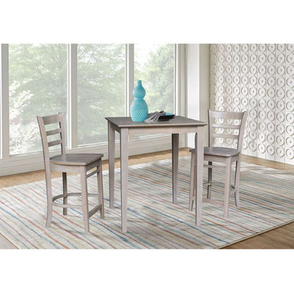 International Concepts (Set of 3 Pcs) - 30X30 Counter Height Table with 2 Stools in Washed Gray Taupe Finish - K09-3030-S6172-2 veiw 2