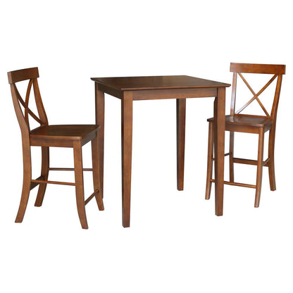 International Concepts (Set of 3 Pcs) - 30X30 Counter Height Dining Table with 2 RTA Counter Height Stools, 24inSH in Espresso Finish - K581-3030-S6132-2 veiw 1