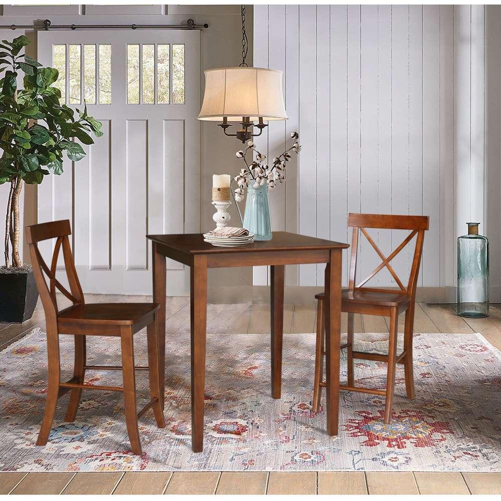 International Concepts (Set of 3 Pcs) - 30X30 Counter Height Dining Table with 2 RTA Counter Height Stools, 24inSH in Espresso Finish - K581-3030-S6132-2 veiw 2