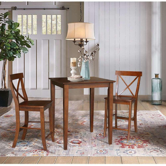 International Concepts (Set of 3 Pcs) - 30X30 Counter Height Dining Table with 2 RTA Counter Height Stools, 24inSH in Espresso Finish - K581-3030-S6132-2 veiw 2