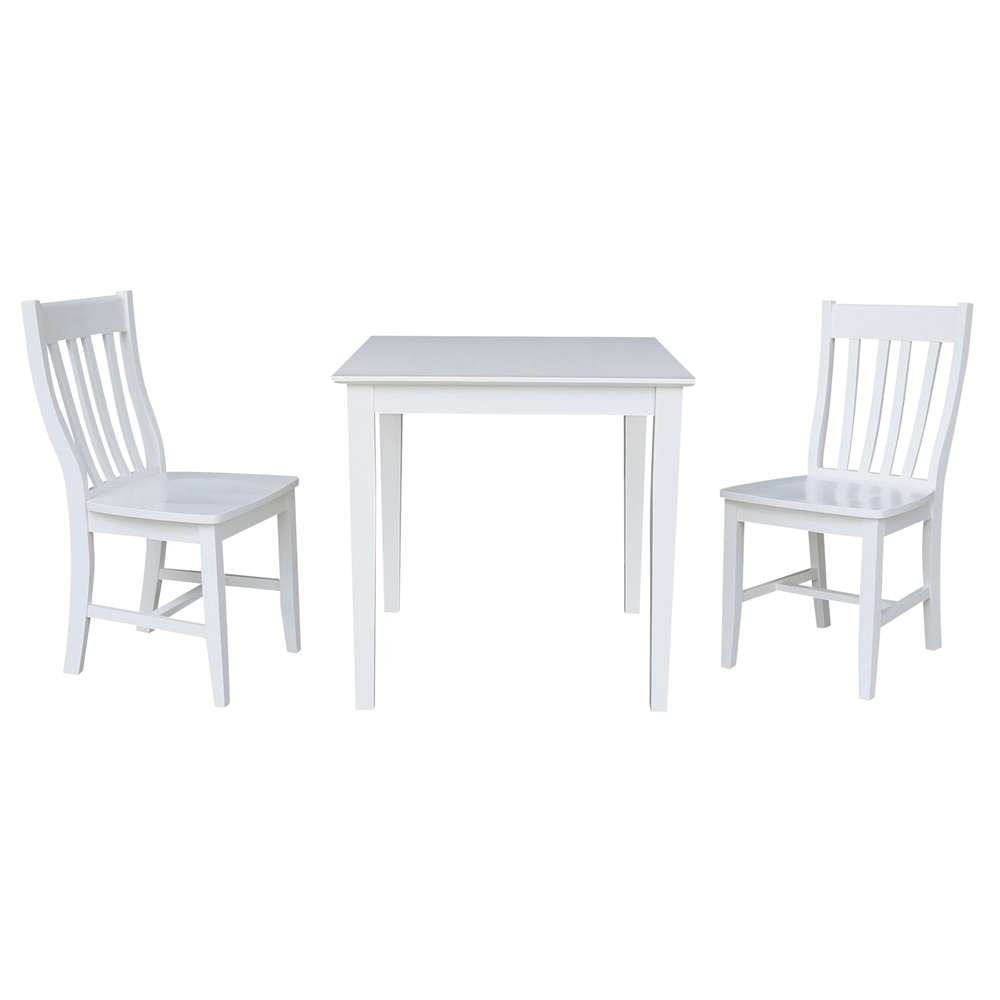International Concepts (Set of 3 Pcs) - 30X30 Dining Table with 2 C08-61 Chairs in White Finish - K08-3030-C61-2 veiw 1