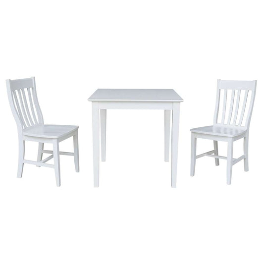 International Concepts (Set of 3 Pcs) - 30X30 Dining Table with 2 C08-61 Chairs in White Finish - K08-3030-C61-2 veiw 1