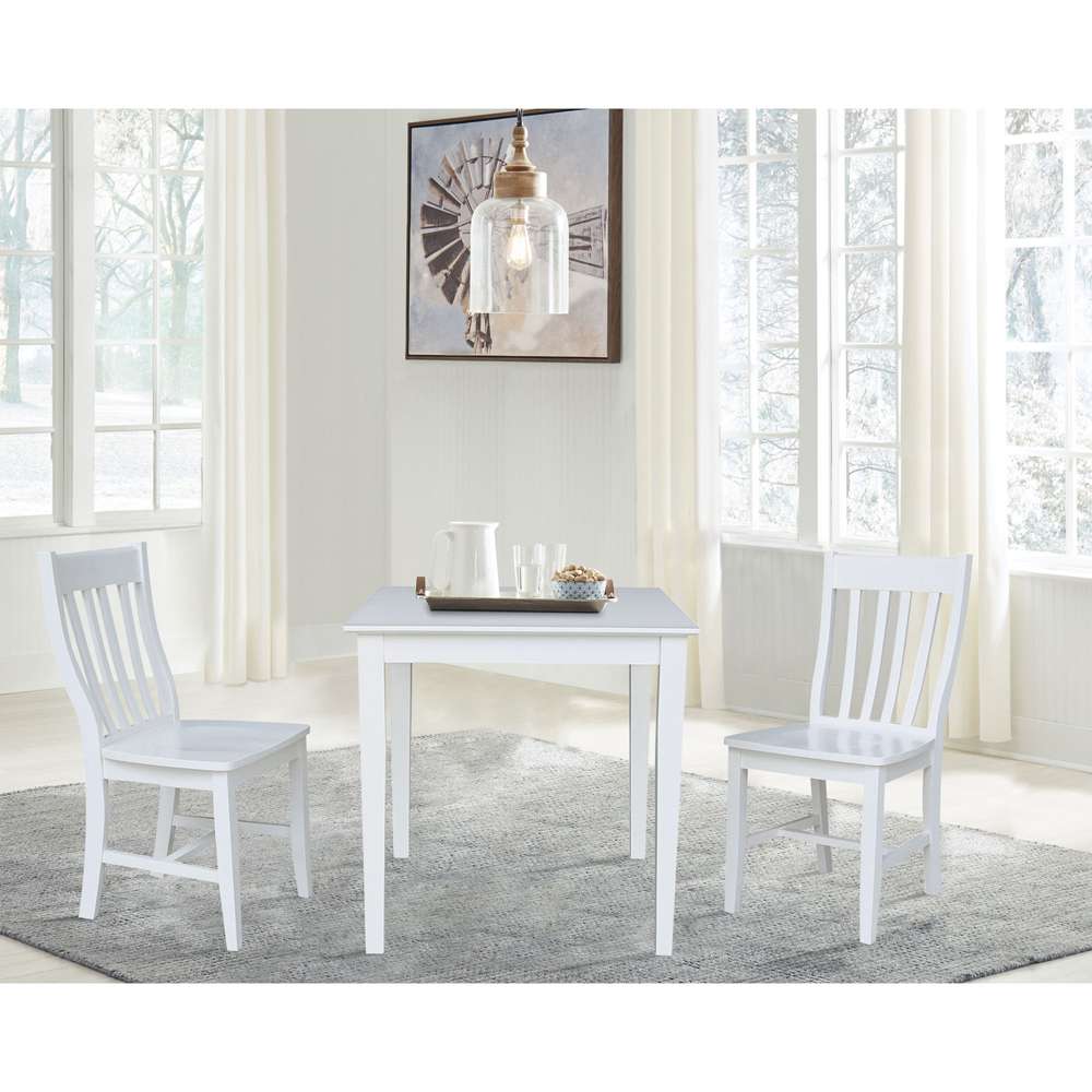 International Concepts (Set of 3 Pcs) - 30X30 Dining Table with 2 C08-61 Chairs in White Finish - K08-3030-C61-2 veiw 3