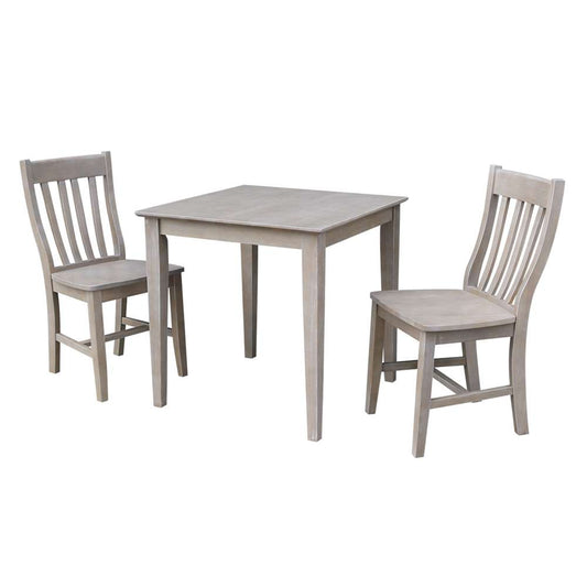 International Concepts (Set of 3 Pcs) - 30X30 Dining Table with 2 Cafe Chairs in Washed Gray Taupe Finish - K09-3030-C61-2 veiw 1