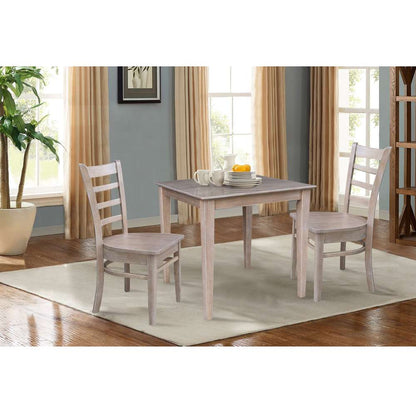 International Concepts (Set of 3 Pcs) - 30X30 Dining Table with 2 Emily Chairs in Washed Gray Taupe Finish - K09-3030-C617-2 veiw 2