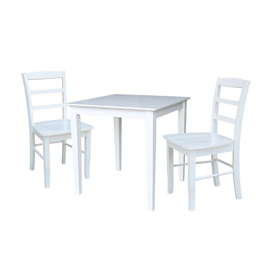International Concepts (Set of 3 Pcs) - 30X30 Dining Table with 2 Ladder Back Chairs in White Finish - K08-3030-C2P-2 veiw 1