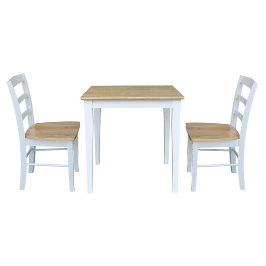 International Concepts (Set of 3 Pcs) - 30X30 Dining Table with 2 Ladderback Chairs in White / Natural Finish - K02-3030-C2P-2 veiw 1