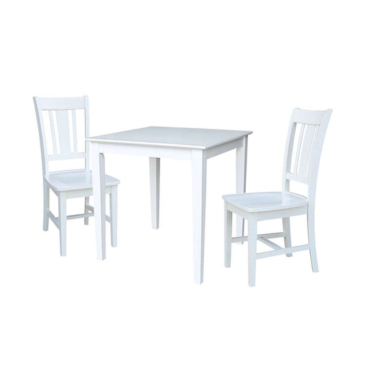 International Concepts (Set of 3 Pcs) - 30X30 Dining Table with 2 San Remo Chairs in White Finish - K08-3030-10P-2 veiw 1