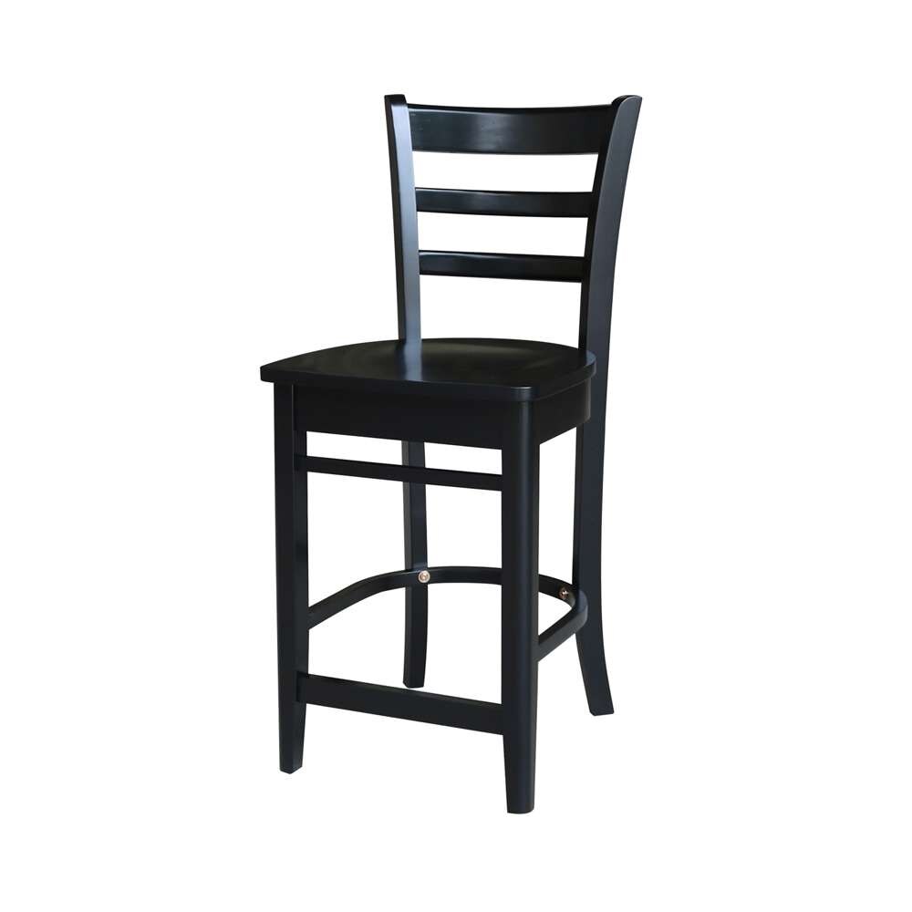 International Concepts (Set of 3 Pcs) - 30X30 Gathering Height Table with 2 Counter Height Stools in Black Finish - K46-3030-S6172-2 veiw 3