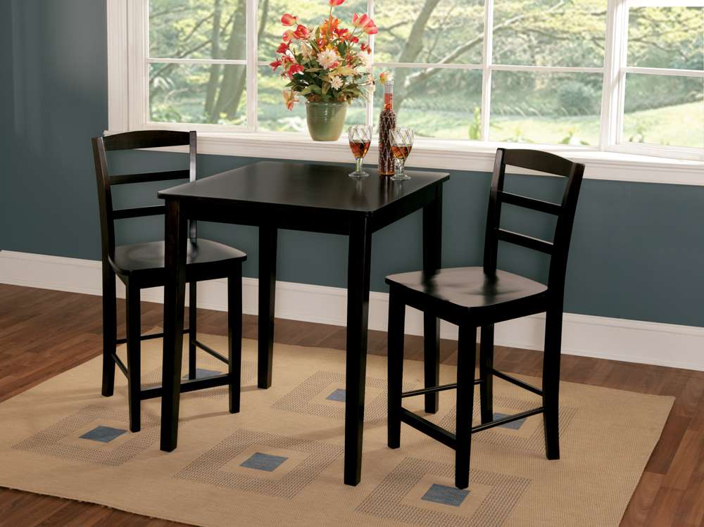 International Concepts (Set of 3 Pcs) - 30X30 Gathering Height Table with 2 Madrid Stools in Black Finish - K46-3030-S402-2 veiw 1