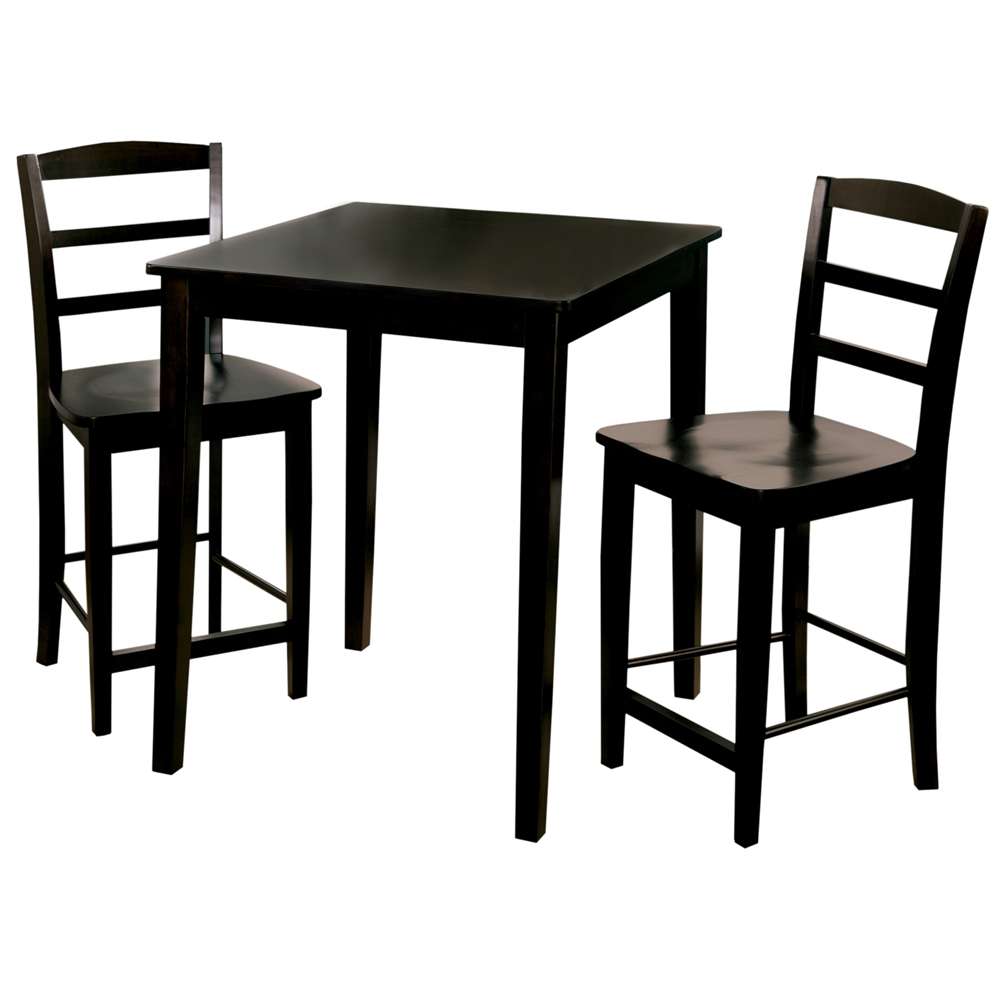 International Concepts (Set of 3 Pcs) - 30X30 Gathering Height Table with 2 Madrid Stools in Black Finish - K46-3030-S402-2 veiw 3