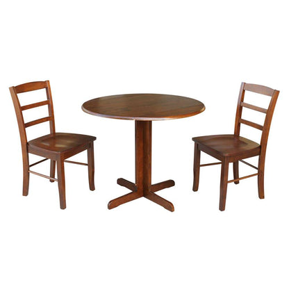 International Concepts (Set of 3 Pcs) - 36in Dual Drop Leaf Table with 2 X-Back Chairs in Espresso Finish - K581-36RP-C2P veiw 1