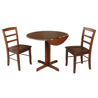 International Concepts (Set of 3 Pcs) - 36in Dual Drop Leaf Table with 2 X-Back Chairs in Espresso Finish - K581-36RP-C2P veiw 2
