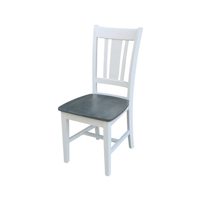 International Concepts (Set of 3 Pcs) - 36in Round Extension Dining Table with 2 RTA Chairs in White/Heather Gray Finish - K05-36RXT-C10-2 veiw 2