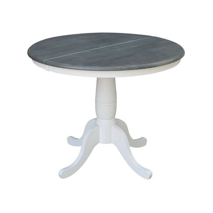 International Concepts (Set of 3 Pcs) - 36in Round Extension Dining Table with 2 RTA Chairs in White/Heather Gray Finish - K05-36RXT-C617-2 veiw 4