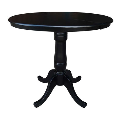 International Concepts (Set of 3 Pcs) - 36in Round Extension Dining Table with 2 Counter Height Stools in Black Finish - K46-36RXT-S6172-2 veiw 4