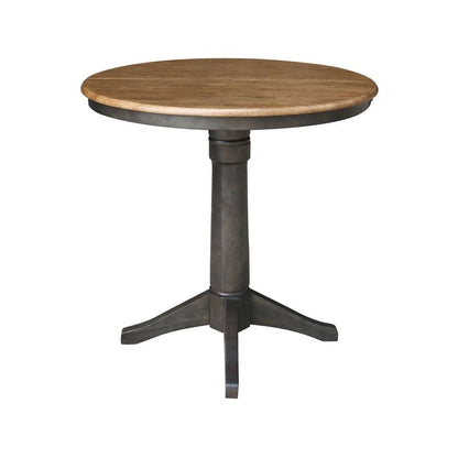 International Concepts (Set of 3 Pcs) - 36in Round Extension Dining Table with 2 X-Back Counter Height Stools in Hickory/Washed Coal Finish - K45-36RXT-27-S6132-2 veiw 4