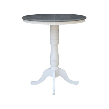 International Concepts (Set of 3 Pcs) - 36in Round Extension Dining Table with 2 X-Back Bar Height Stools in White/Heather Gray Finish - K05-36RXT-6B-S6133-2 veiw 4