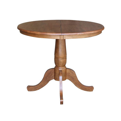 International Concepts (Set of 3 Pcs) - 36in Round Extension Dining Table with 2 RTA Chairs in Distressed Oak Finish - K42-36RXT-C617-2 veiw 3