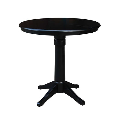 International Concepts (Set of 3 Pcs) - 36in Round Extension Dining Table with 2 Counter Height Stools in Black Finish - K46-36RXT-27-S6172-2 veiw 4